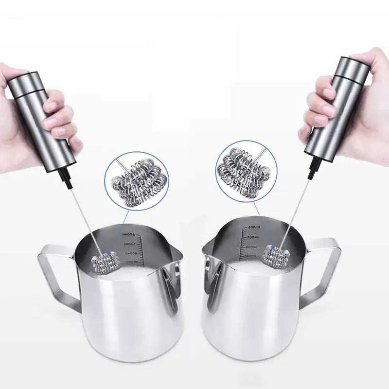 Electric Milk Frother With 3 Stainless Steel Whisks Coffee