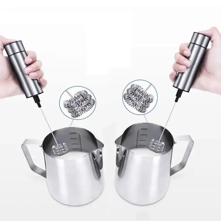 Electric Milk Frother With 3 Stainless Steel Whisks Coffee