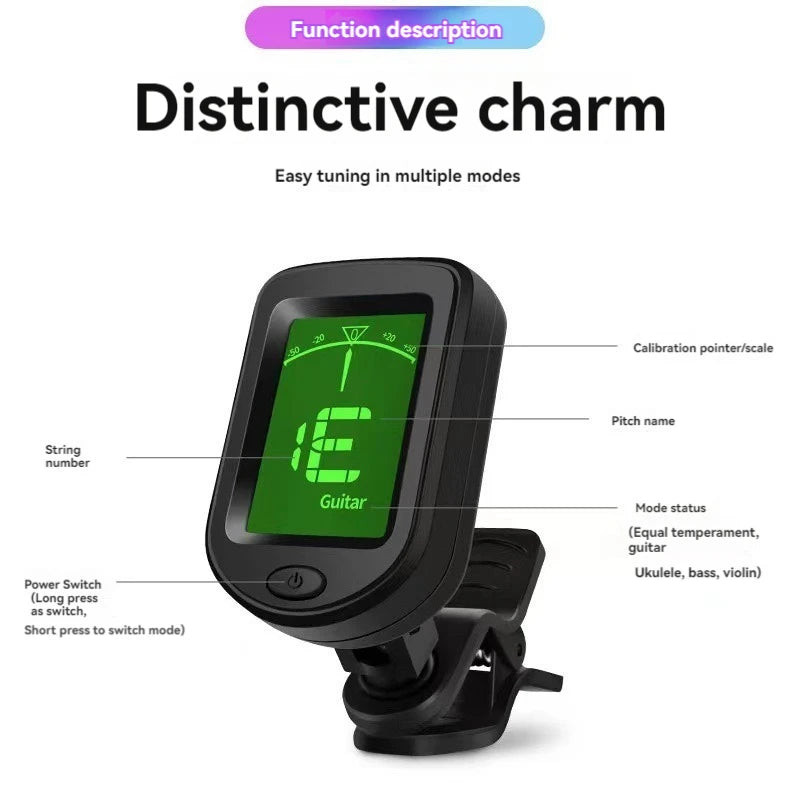 Rechargeable Guitar Clip On Tuner &ndash; Universal Compatibility