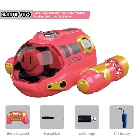 JJR RC Spray Undersea Boat - Waterproof High-Speed Motorboat for Kids Red