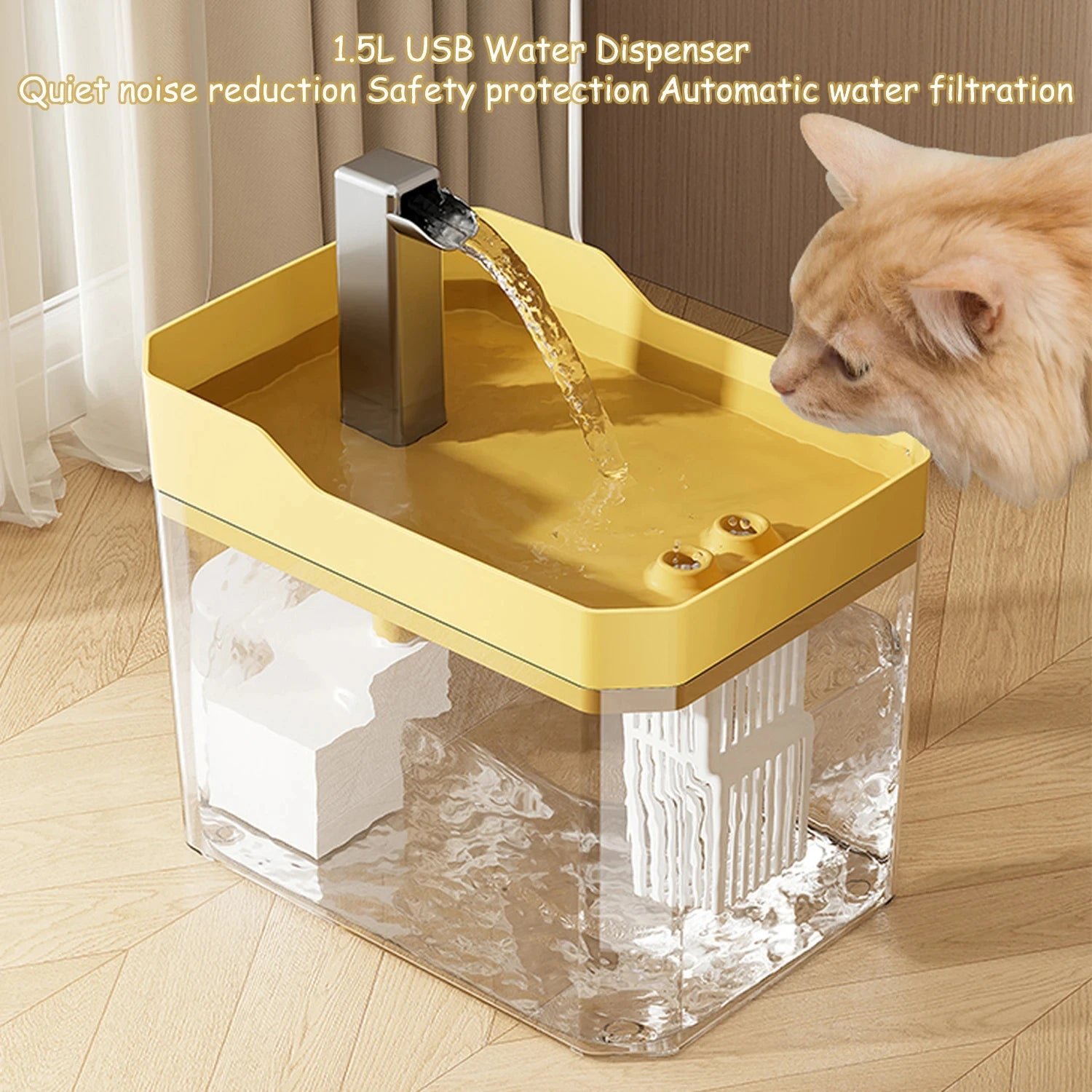 Cat Water Fountain Auto Filter &ndash; USB Powered Recirculation