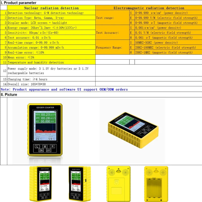 BR-9C-XR-3 Pro Handheld EMF Geiger Counter &amp; Radiation Detector