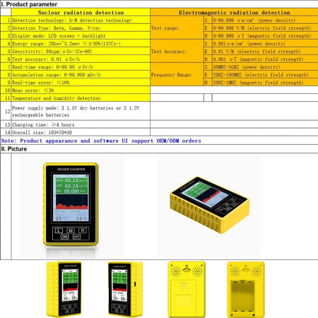 BR-9C-XR-3 Pro Handheld EMF Geiger Counter &amp; Radiation Detector