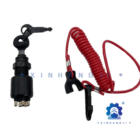 OMC Johnson Evinrude Ignition Switch &amp; Key Assembly with Safety Lanyard CN