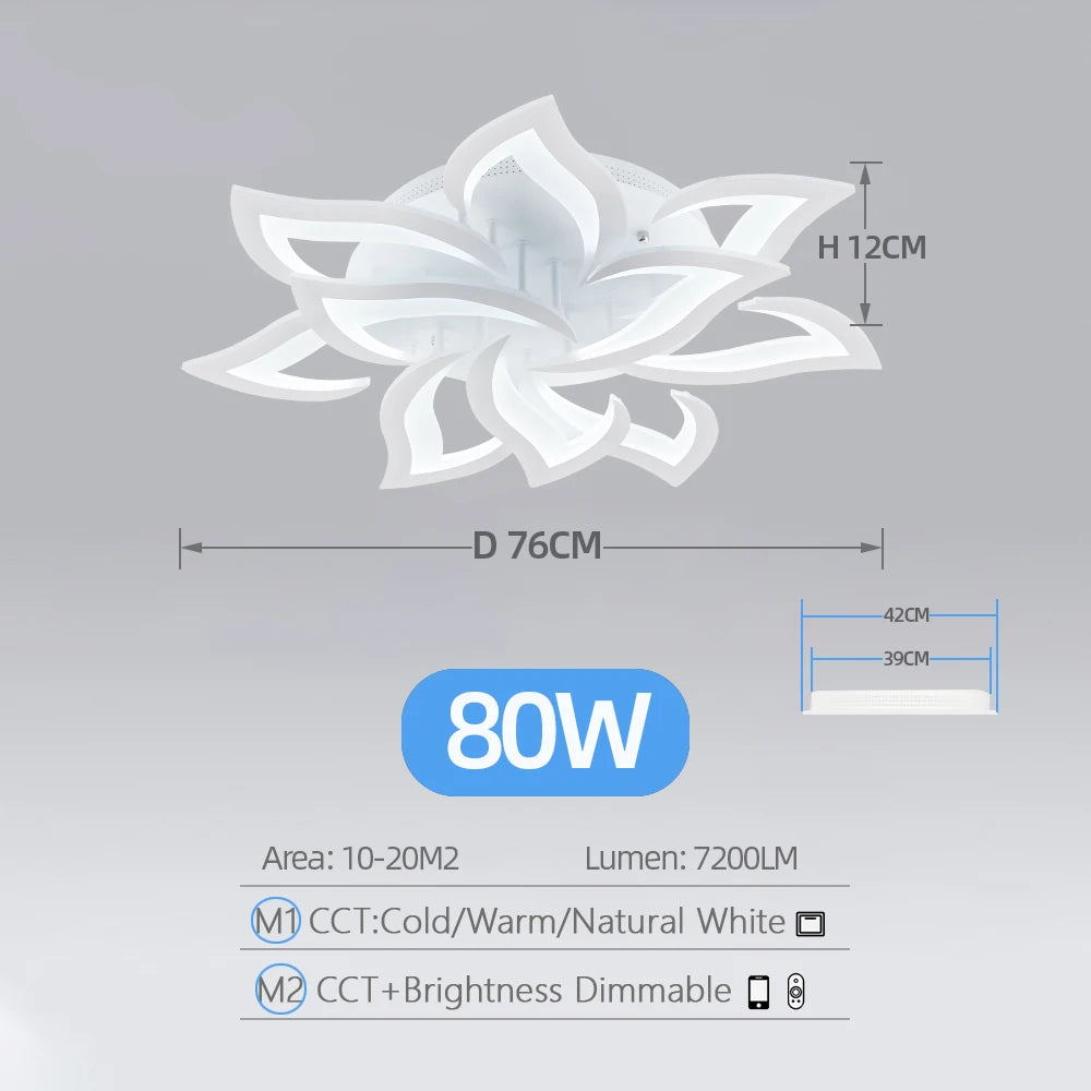 IRALAN Smart Acrylic Ceiling Light &ndash; Stepless Dimming White 10 Heads / spain / APP With RC Dimmable