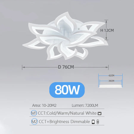 IRALAN Smart Acrylic Ceiling Light &ndash; Stepless Dimming White 10 Heads / spain / APP With RC Dimmable