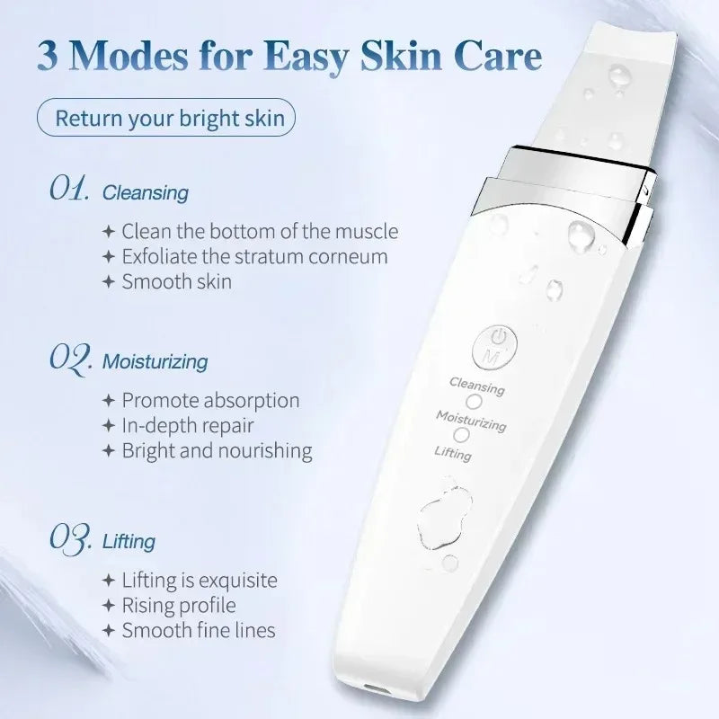 New Facial Ultrasonic Skin Scrubber Spatula &ndash; Deep Clean