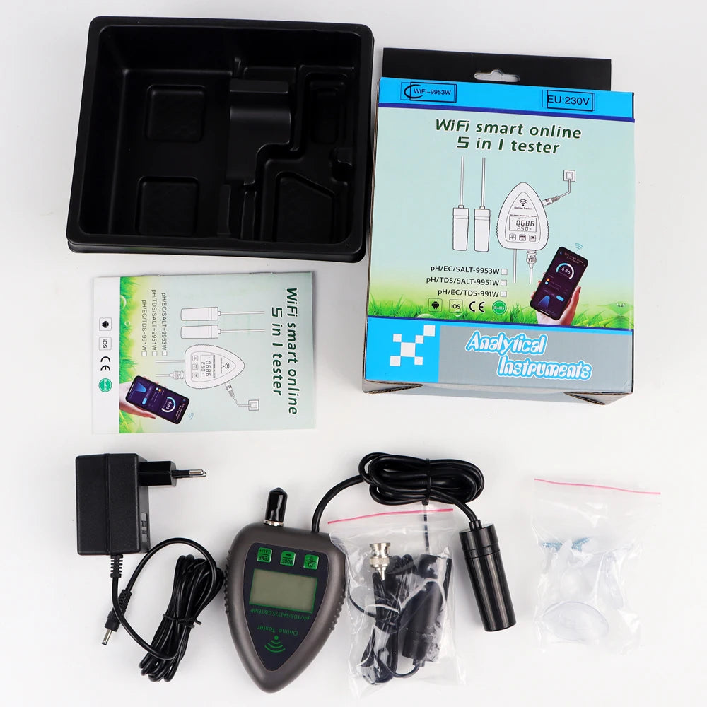 Tuya WiFi 5 In 1 TDS EC Salt SG Temp PH Meter &ndash; App Control