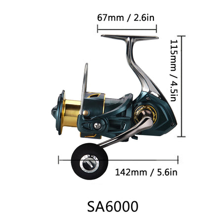 5.2:1 Reel CNC Metal Arm 3+1 BB Fishing Reel - Lightweight SA6000