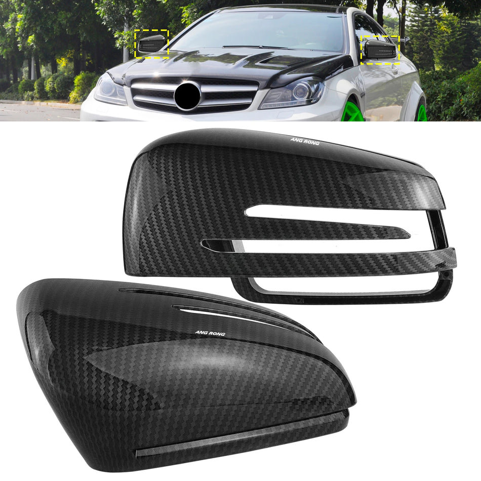 Anglies pluošto stiliaus šoninių veidrodžių dangteliai Mercedes W204 W176 W246 W221 C218