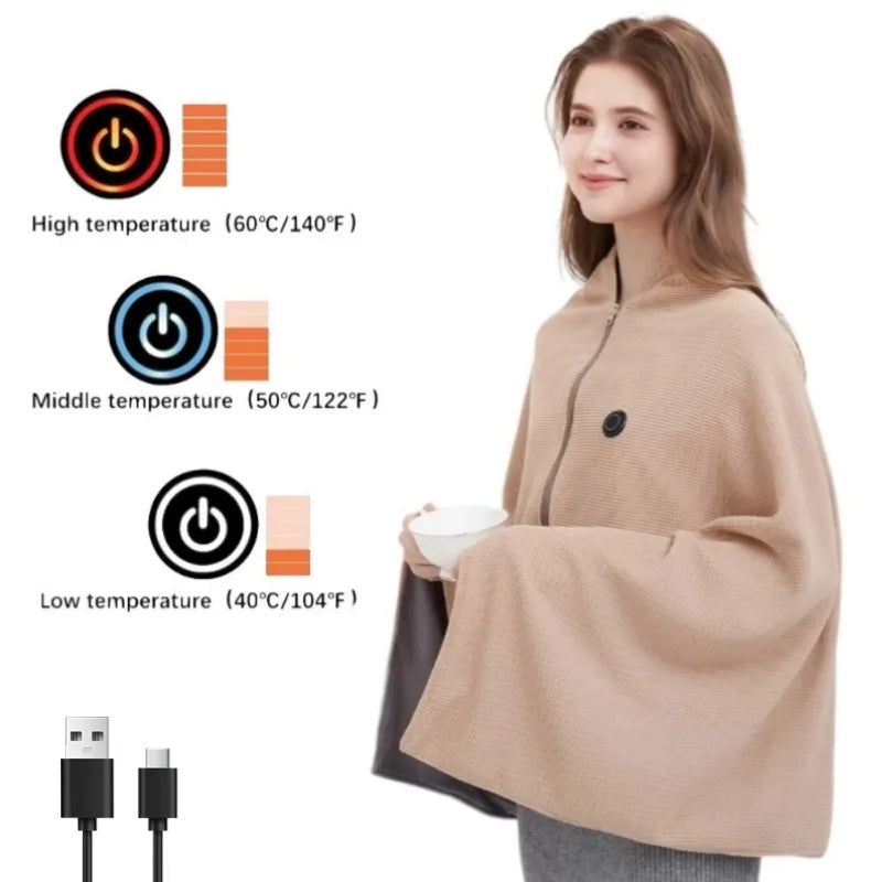 Office USB Heated Blanket &ndash; Wearable 3-Level Warmth