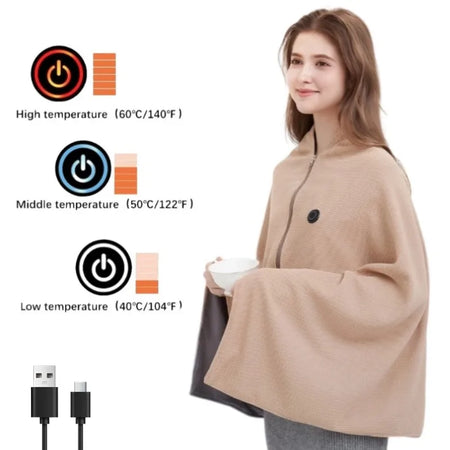 Office USB Heated Blanket &ndash; Wearable 3-Level Warmth
