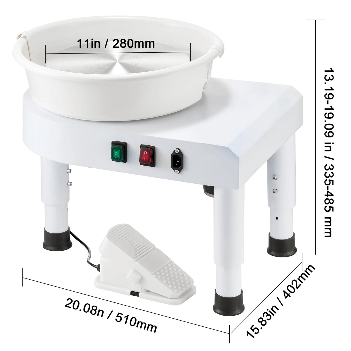 SucceBuy Pottery Wheel &ndash; Variable Speed 60-300 RPM 350W 28cm White / United States