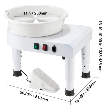 SucceBuy Pottery Wheel &ndash; Variable Speed 60-300 RPM 350W 28cm White / United States