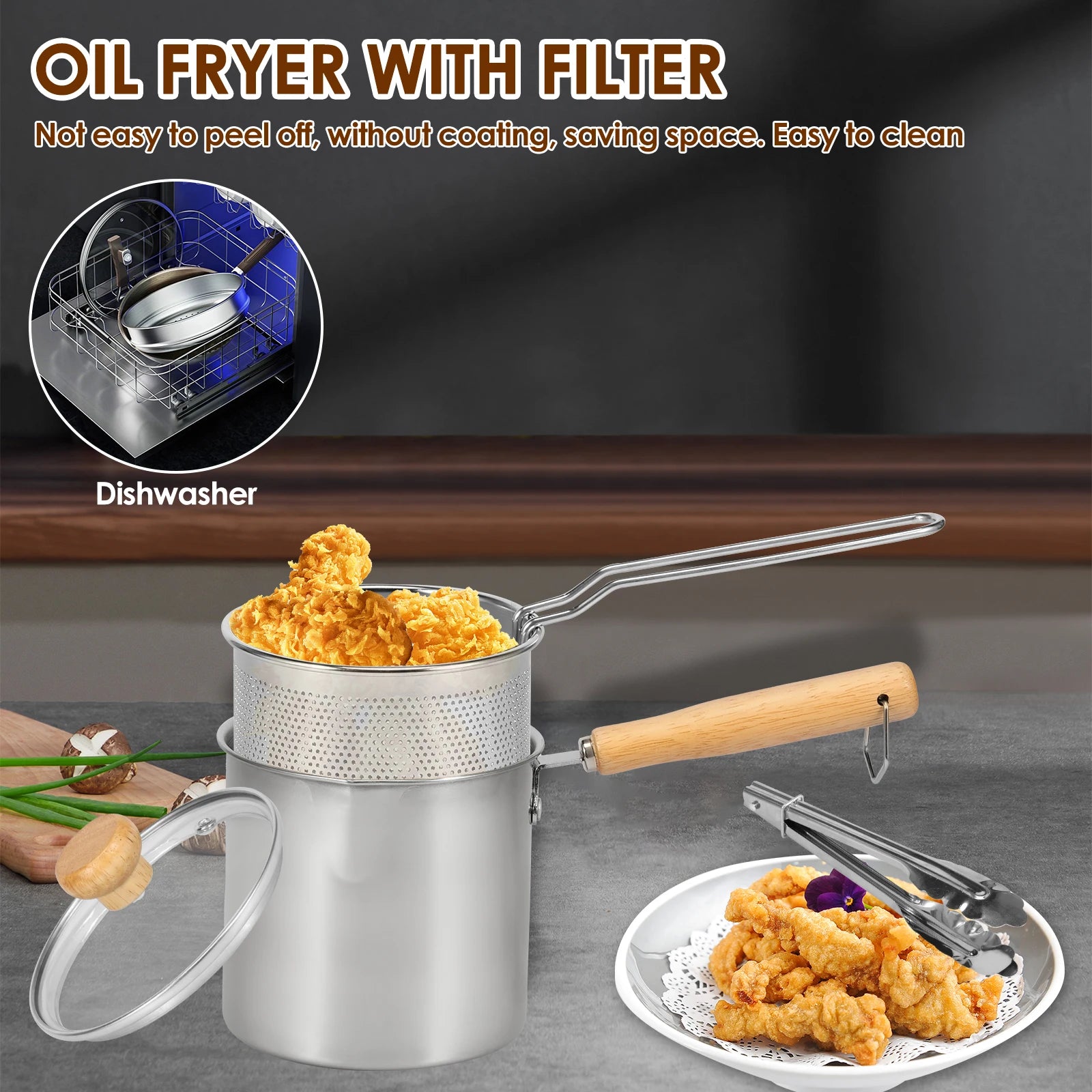 Deep Fryer Pot 304 Stainless Steel &ndash; Nonstick and Durable