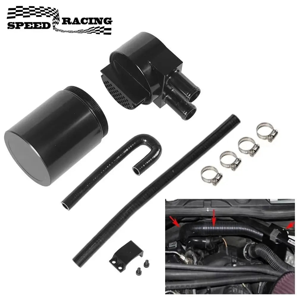 Aluminum Reservior Oil Catch Can Tank with Silicone Radiator Hose for BMW N54 335i 135i E90 E92 E82 2006-2010 Black by InterCyprus Trading Ltd