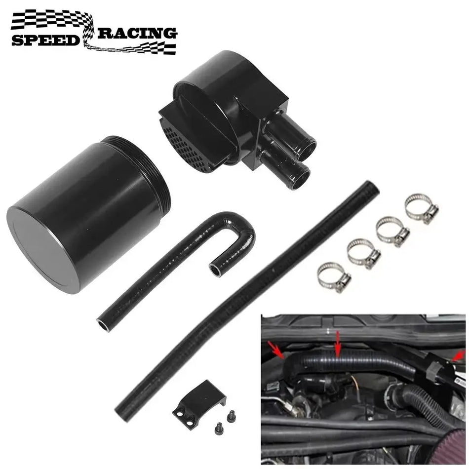 Aluminum Reservior Oil Catch Can Tank with Silicone Radiator Hose for BMW N54 335i 135i E90 E92 E82 2006-2010 Black by InterCyprus Trading Ltd