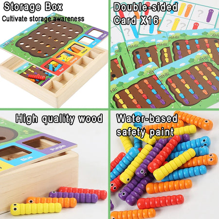 Worm Catch Game &ndash; Montessori Colour Sorting Sensory Toy