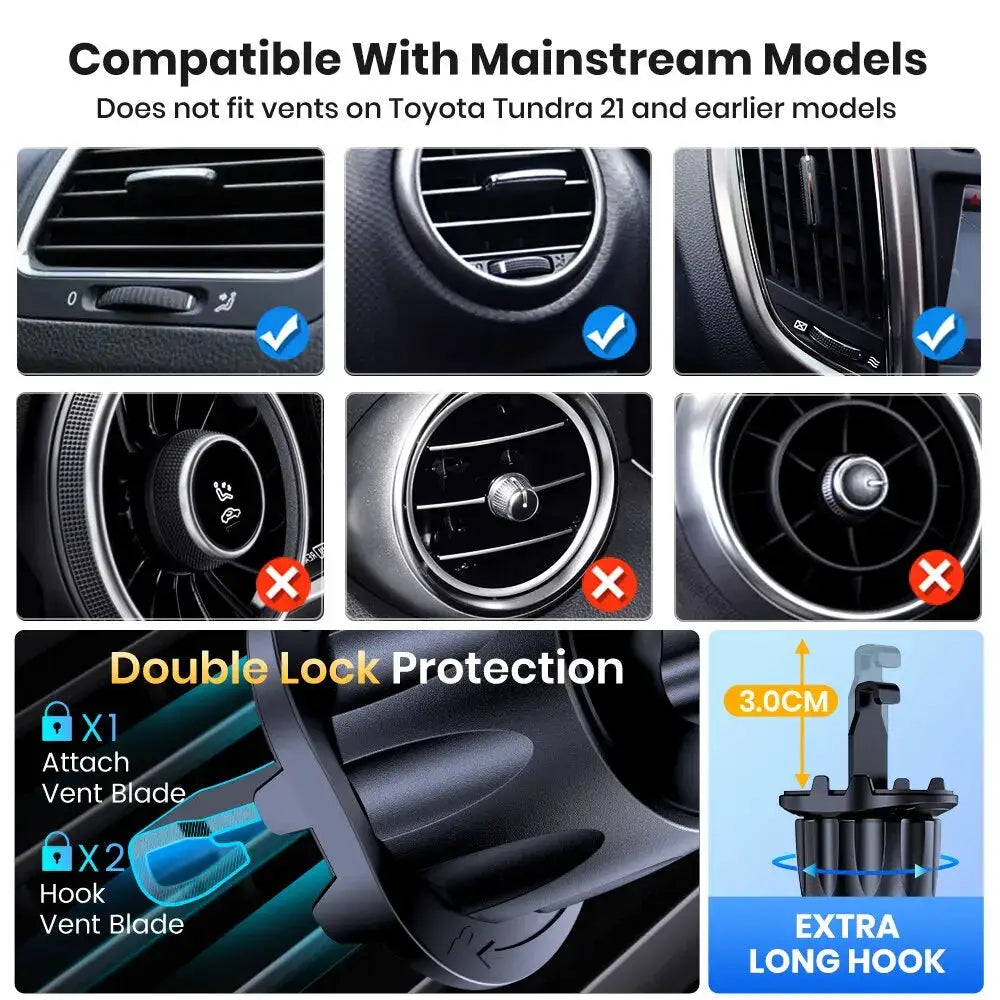 TOPK Car Phone Holder Mount [Upgraded Support Function] Metal Hook Cell Phone Holder For Car Air Vent Compatible With All Phones by InterCyprus Trading Ltd