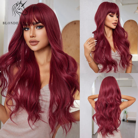 Blonde Unicorn Ombre Purple to Blue Long Wavy Wig for Women LC2074-1 / CHINA