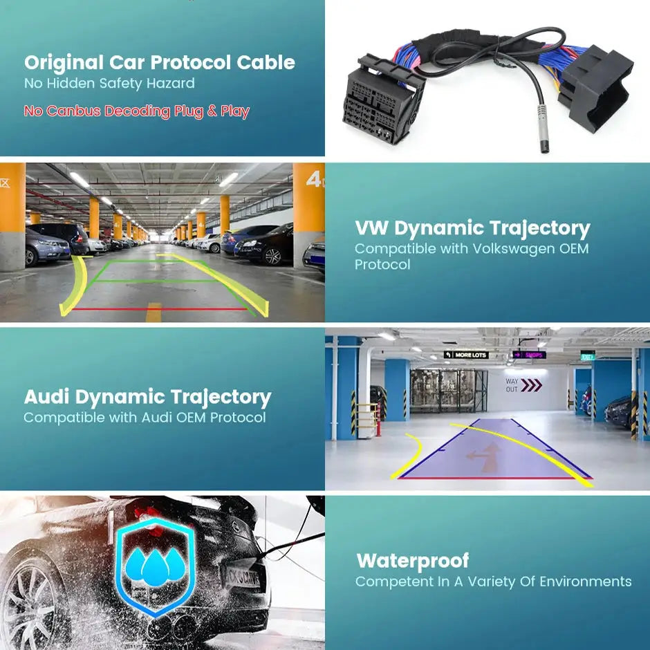 Canbus Data Dynamic Trajectory Car Reverse Backup Camera For Audi Q2 MQB MIB2 STD 2 Stereo 2017-2020, Plug and Play/ No Coding by InterCyprus Trading Ltd