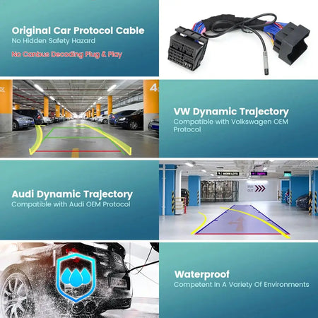 Canbus Data Dynamic Trajectory Car Reverse Backup Camera For Audi Q2 MQB MIB2 STD 2 Stereo 2017-2020, Plug and Play/ No Coding by InterCyprus Trading Ltd