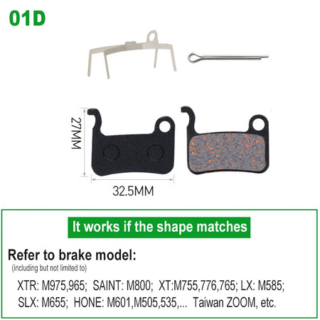 1 Pair SemiMetallic Hydraulic Disc Brake Pads &ndash; Shimano SRAM 1pair 01D