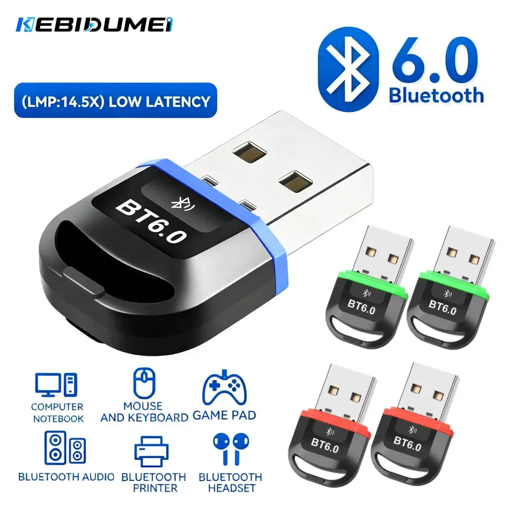 KEBIDUMEI USB Bluetooth 6.0 Adapter BT6.0 Dongle for PC Win11/10/8.1 Bluetooth Receiver Transmitter for Keyboard/Mouse/Headphone by InterCyprus Trading Ltd