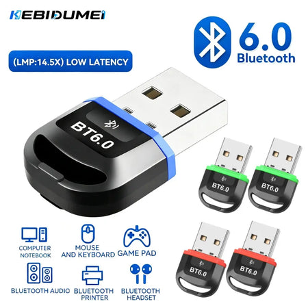 KEBIDUMEI USB Bluetooth 6.0 Adapter BT6.0 Dongle for PC Win11/10/8.1 Bluetooth Receiver Transmitter for Keyboard/Mouse/Headphone by InterCyprus Trading Ltd