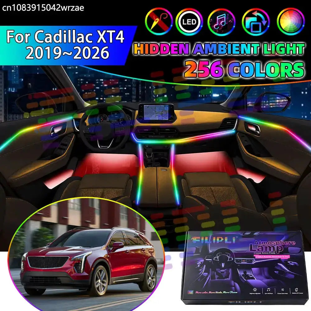 For Cadillac XT4 2019~2026 2020 2021 RGB Car Interior Ambient Lights Strips Breathing Lighting Kit App Control LED strips Auto by InterCyprus Trading Ltd