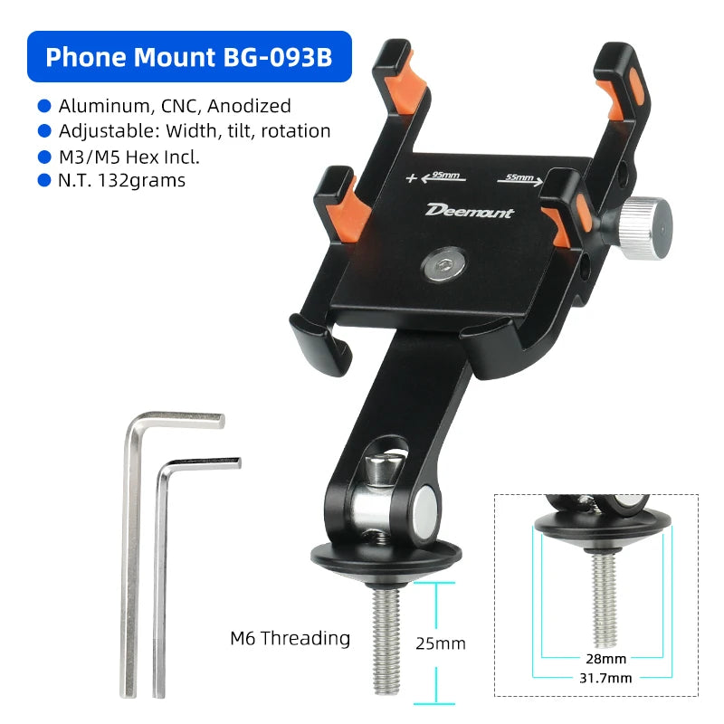 Deemount Bicycle Phone Holder &ndash; Secure Aluminum Mounting for Easy Access BG093B BLACK
