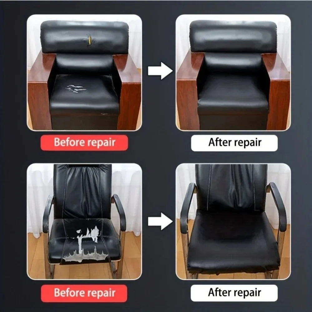 Wear-Resistant Black Leather Repair Patch for Furniture and Accessories