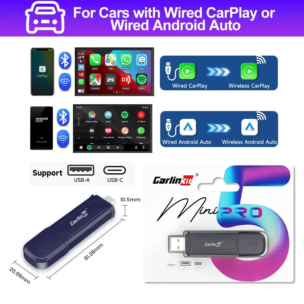 CarlinKit MINI SE Pro Wireless CarPlay Android Auto Dongle Mini SE PRO