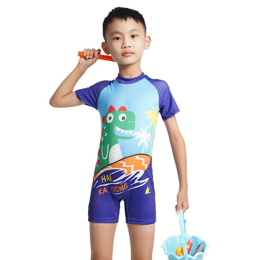 Boys' Cute Cartoon One-Piece Swimwear - Light &amp; Breathable