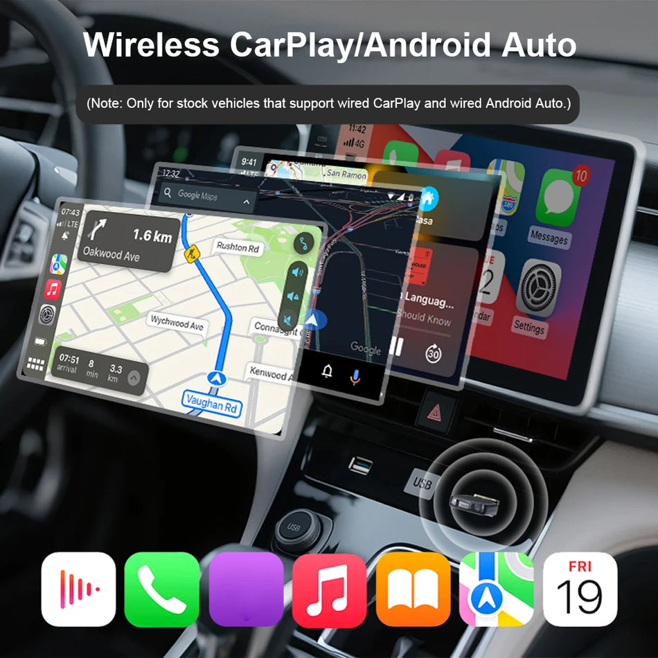 2'si 1 arada Kablosuz CarPlay Android Auto Adaptörü Tak ve Çalıştır
