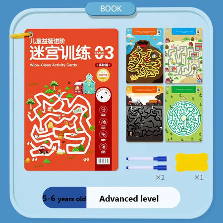 Reusable Montessori Practice Maze Book for Kids: Concentration &amp; Pen Control Training Advanced level