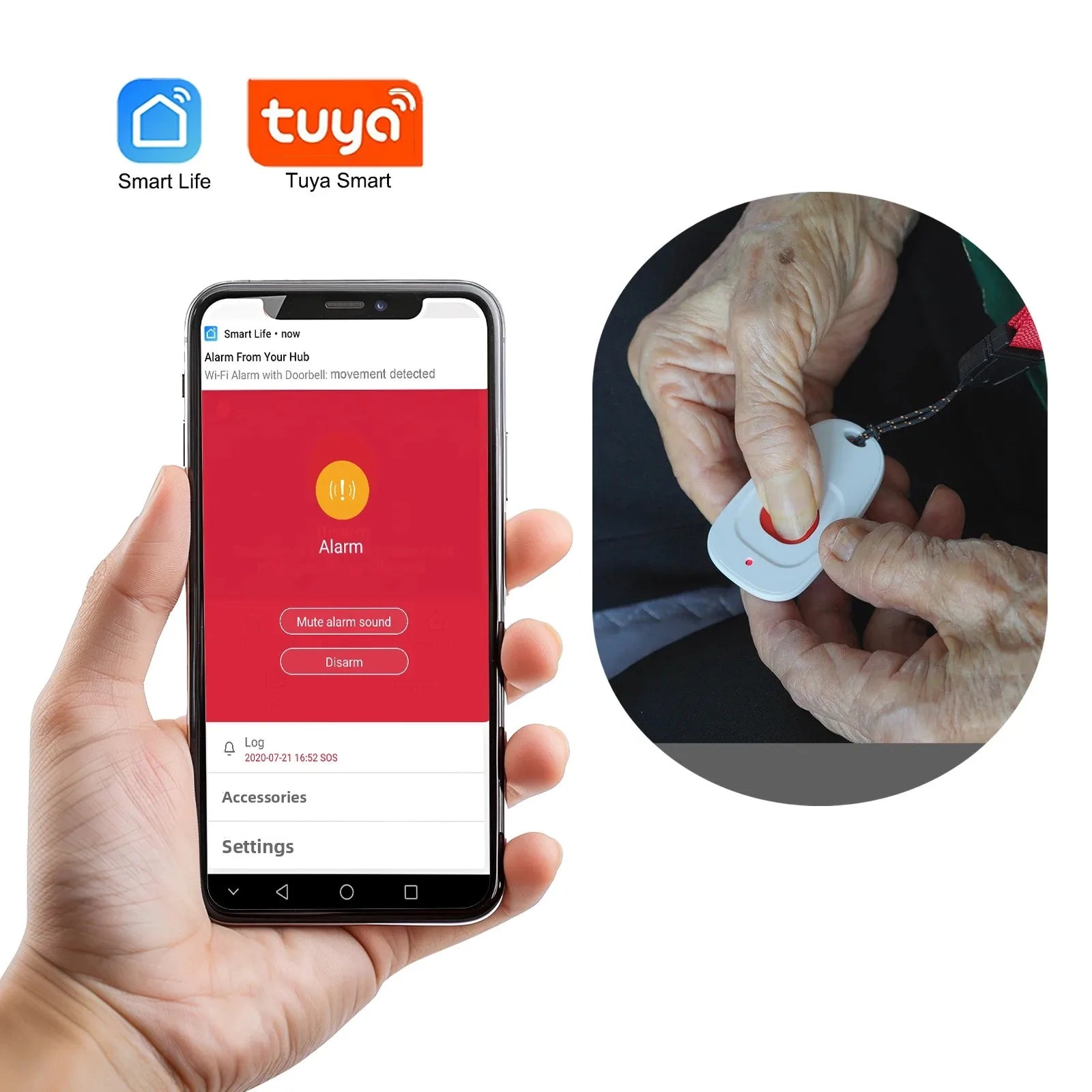 Tuya Caregiver Pager - Smart WiFi SOS Emergency Alert
