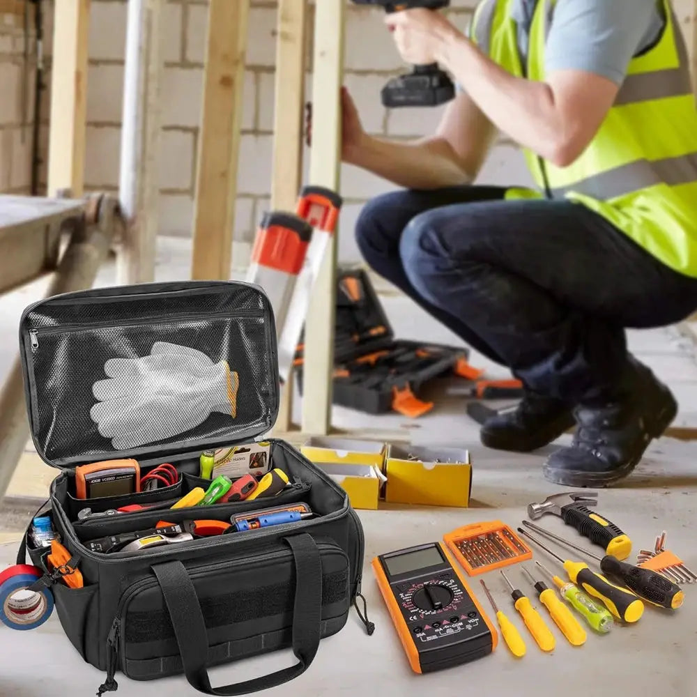 14" Heavy Duty Tool Bag Multipurpose Work Organizer for Handyman,Carpenter,Durable Portable Tool Storage by InterCyprus Trading Ltd