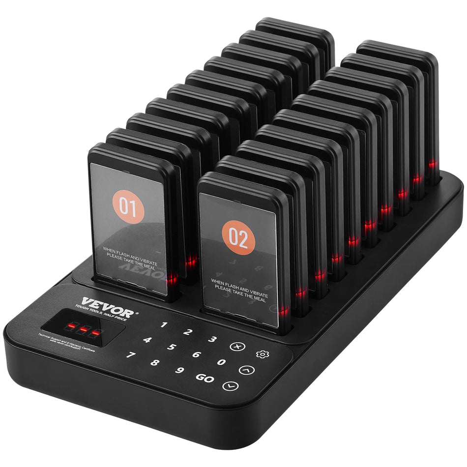 Sistema de Pagers Sem Fios para Restaurantes 20 Buzzers Alcance de 400m