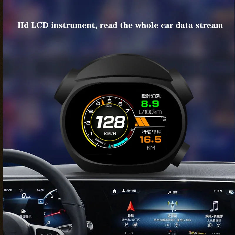 Auto Head-Up Displejs HUD ar OBD instrumentu, ātruma un temperatūras rādījumiem