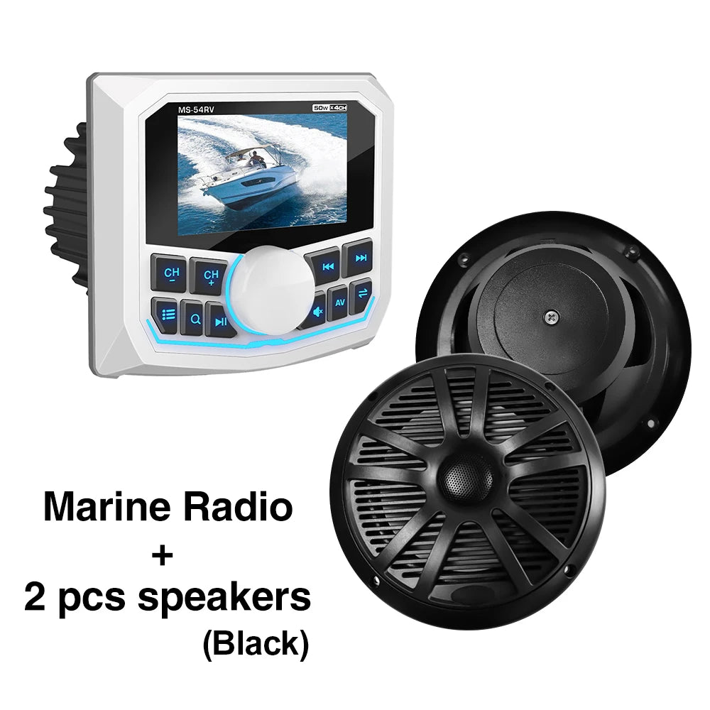 AKAMATE Boat Stereo MP5 Radio &ndash; Waterproof IPX5 Bluetooth Radio BLack