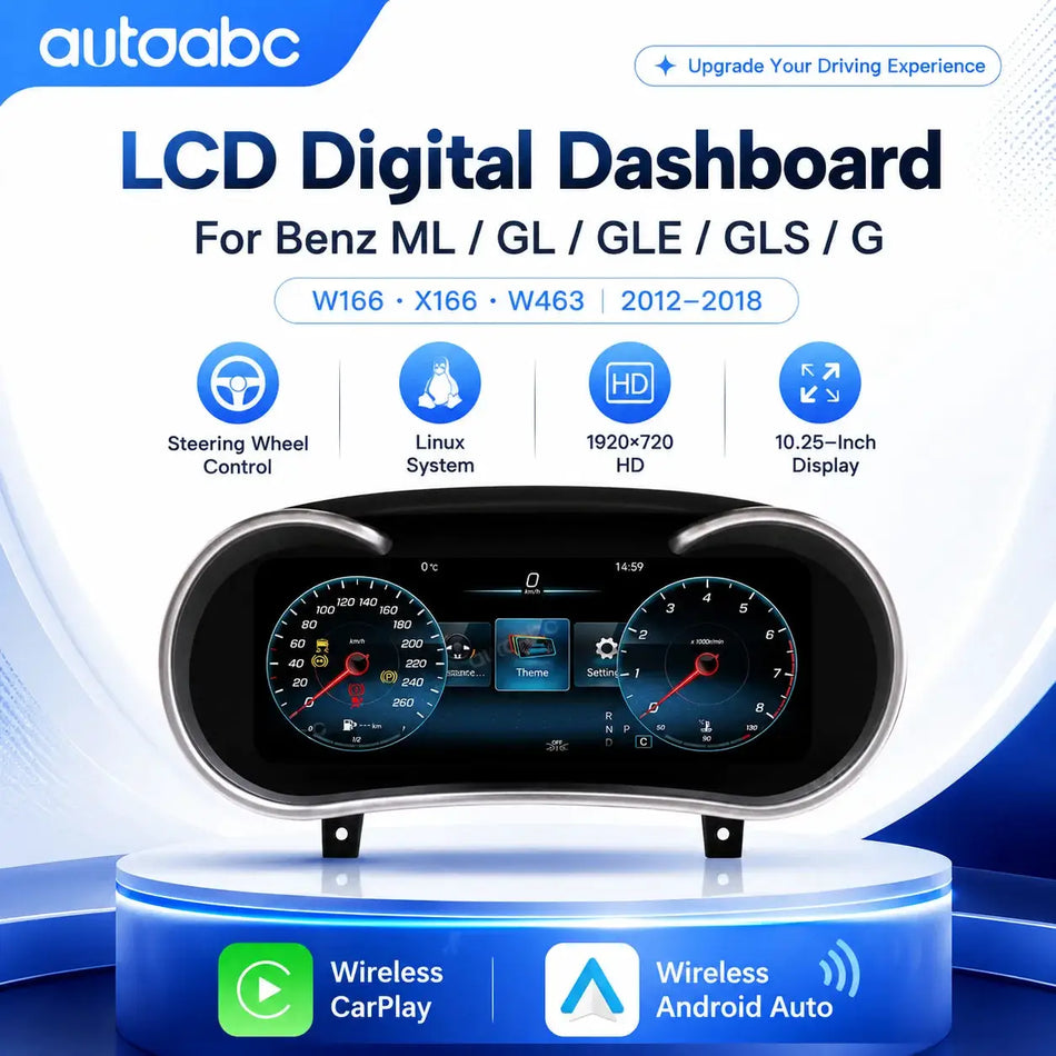 Cluster digital LCD de 10.25" cu Wireless CarPlay pentru Mercedes-Benz ML GLE W166 X166 W463