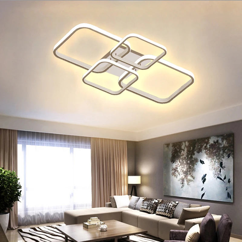 Modern LED Ceiling Lights Square 4 Heads &ndash; Sleek Black White