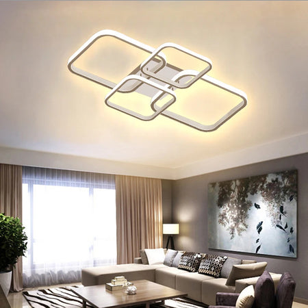 Modern LED Ceiling Lights Square 4 Heads &ndash; Sleek Black White