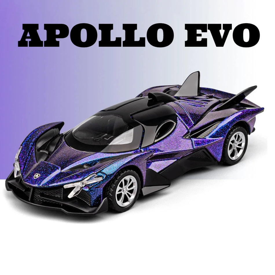1:36 Apollo Evo 1980 Diecast avtomobilski model z aluminijastim ohišjem, povleci nazaj