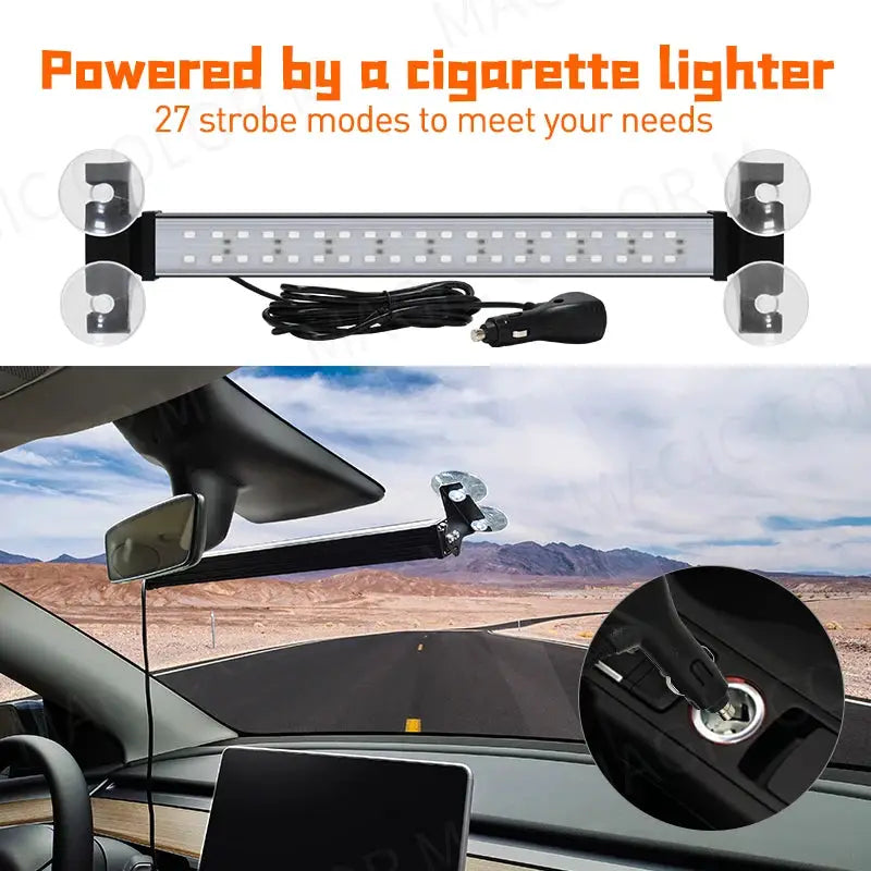 40 LED Strobe Light Front Flash Warning Lamp Auto Windshield Bar Traffic Advisor Flashlight Yellow White Car Accessories 12V-24V by InterCyprus Trading Ltd