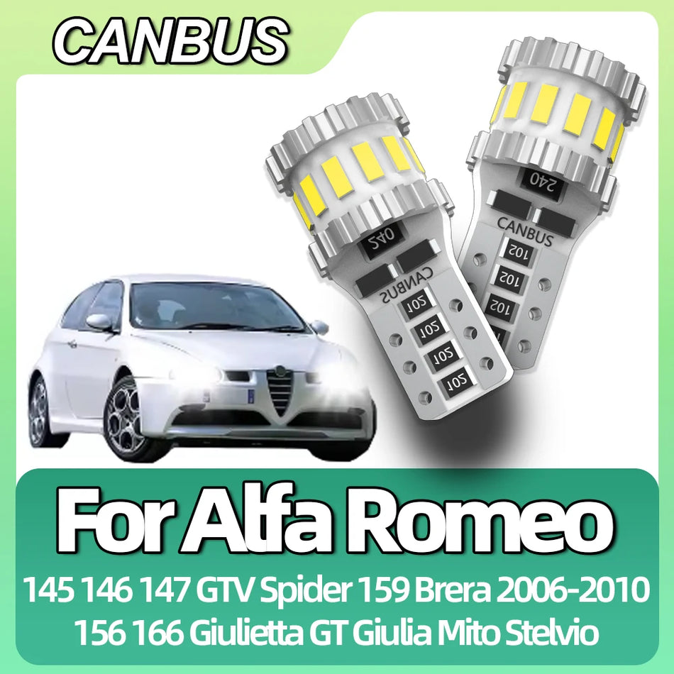 Lâmpadas LED CANBUS Alfa Romeo Giulia T10 W5W para Interior, Matrícula, Luzes da Mala