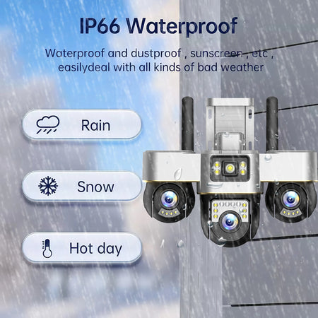 15MP Three Screens IP Camera Wireless Outdoor Three Lens PTZ Lens Audio Human Auto Tracking Surveillance Wifi Cameras Waterproof