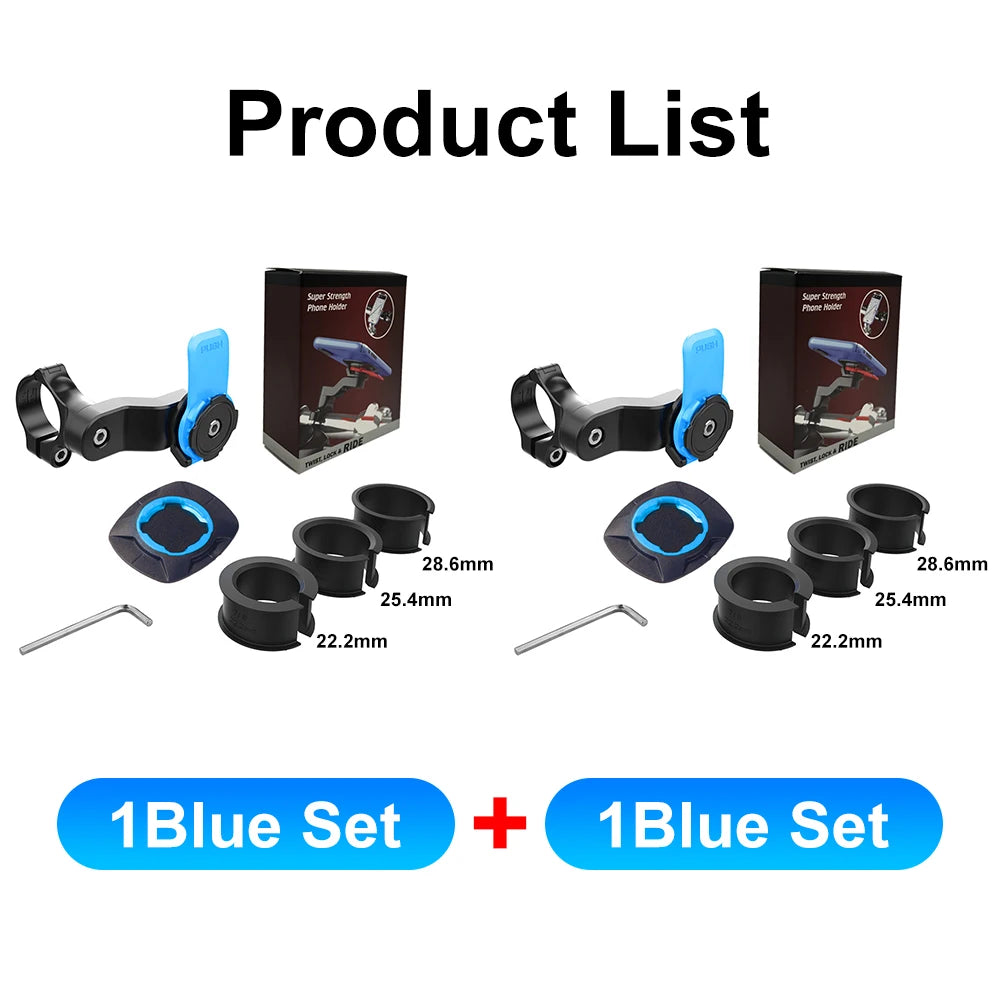 QUAD-LOCK Motorcycle Bike Phone Holder &ndash; 360 Degree Rotatable Navigation Support Blue 2Sets A