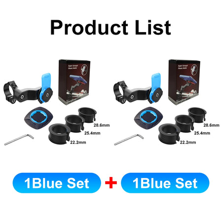 QUAD-LOCK Motorcycle Bike Phone Holder &ndash; 360 Degree Rotatable Navigation Support Blue 2Sets A